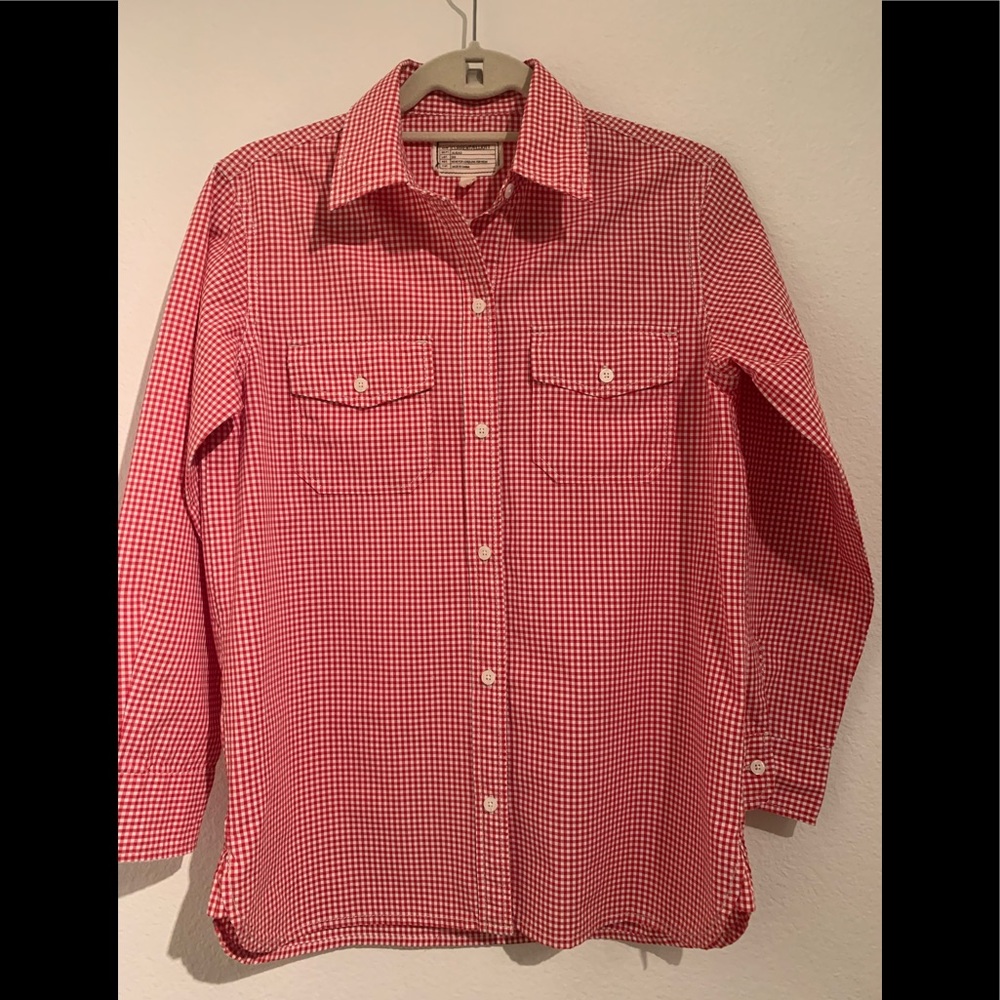 CURRENT/ELLIOTT The perfect shirt red gingham 1 S - Picture 1 of 8
